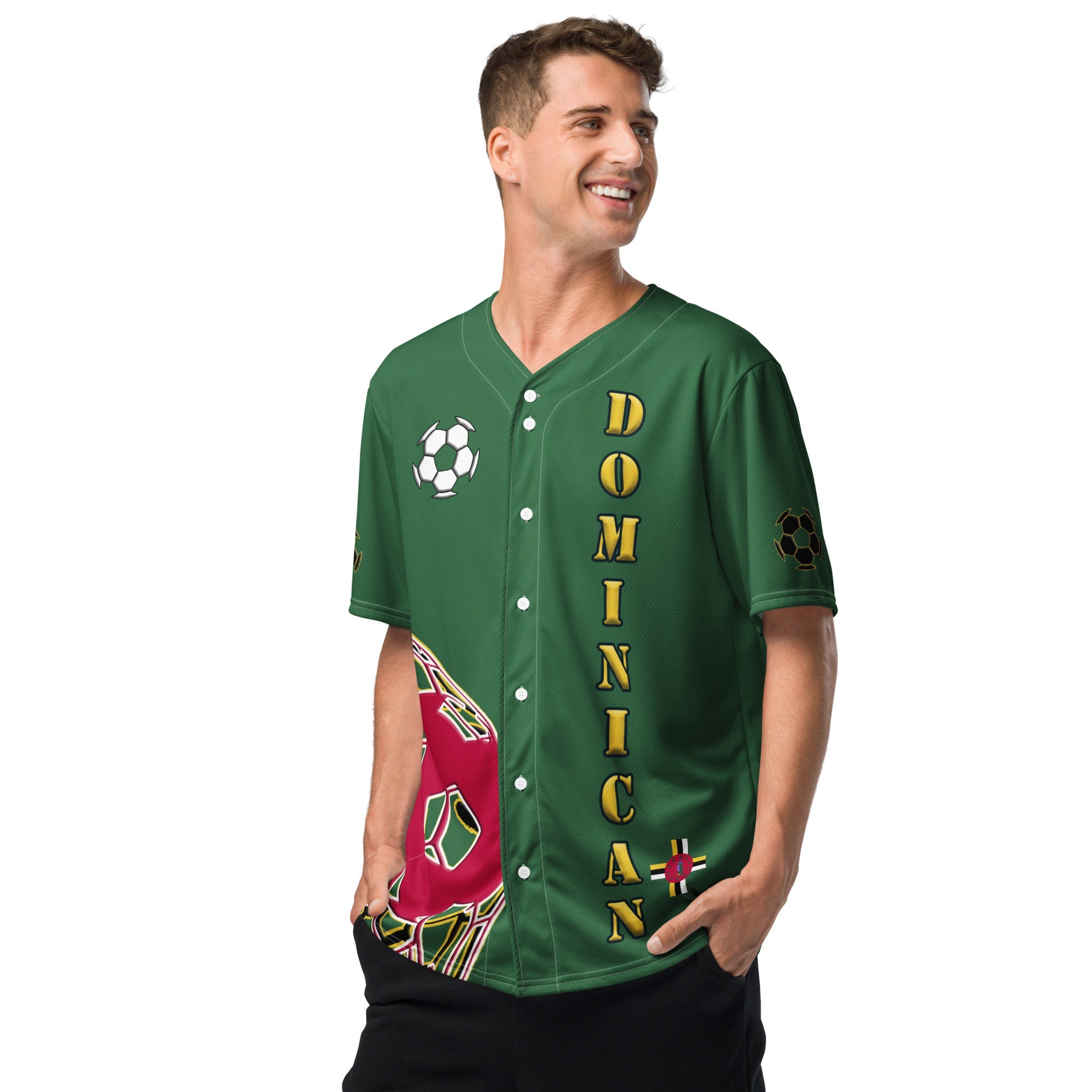 Dominica Football Themed Button-Down Sport Jersey - Conscious Apparel Store