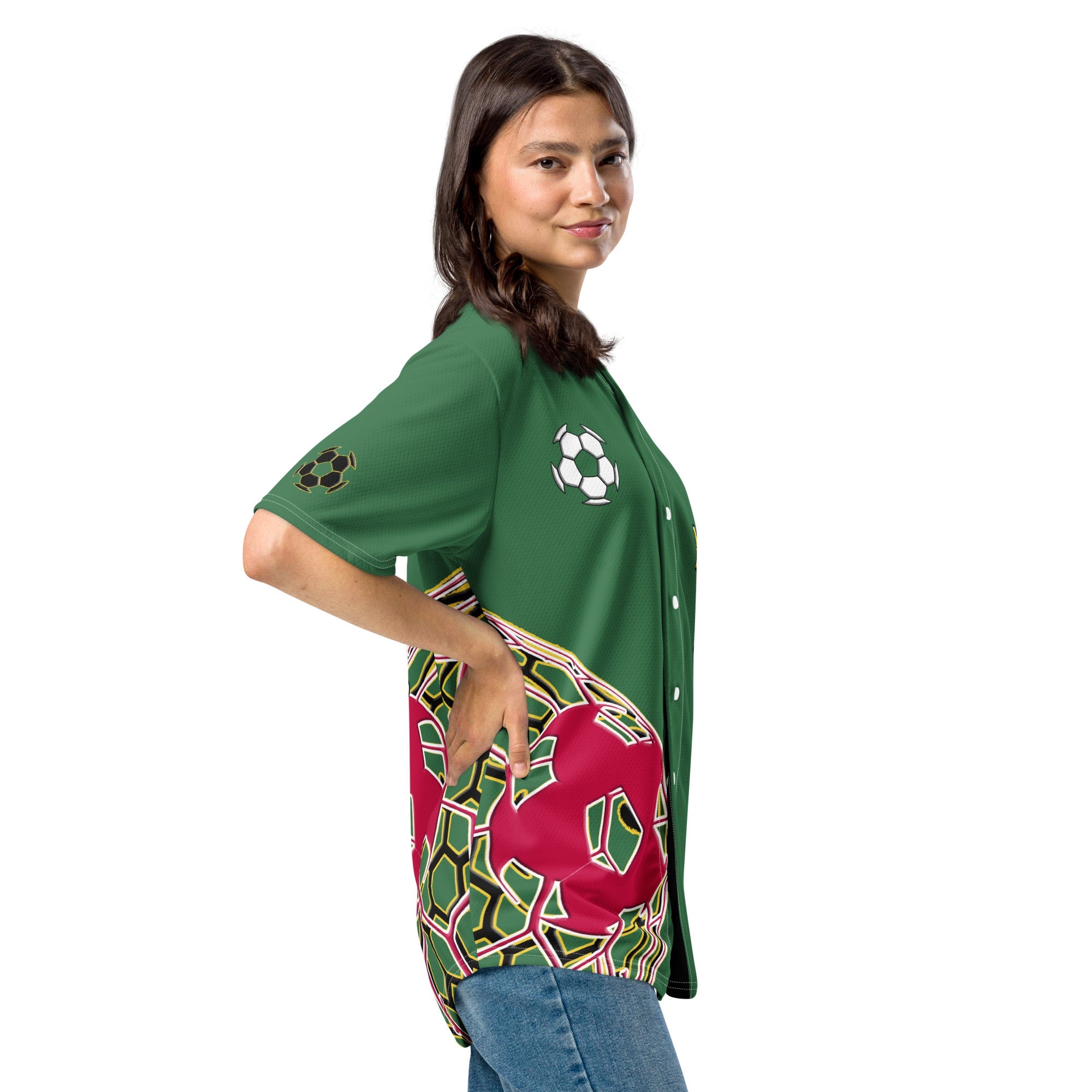 Dominica Football Themed Button-Down Sport Jersey - Conscious Apparel Store