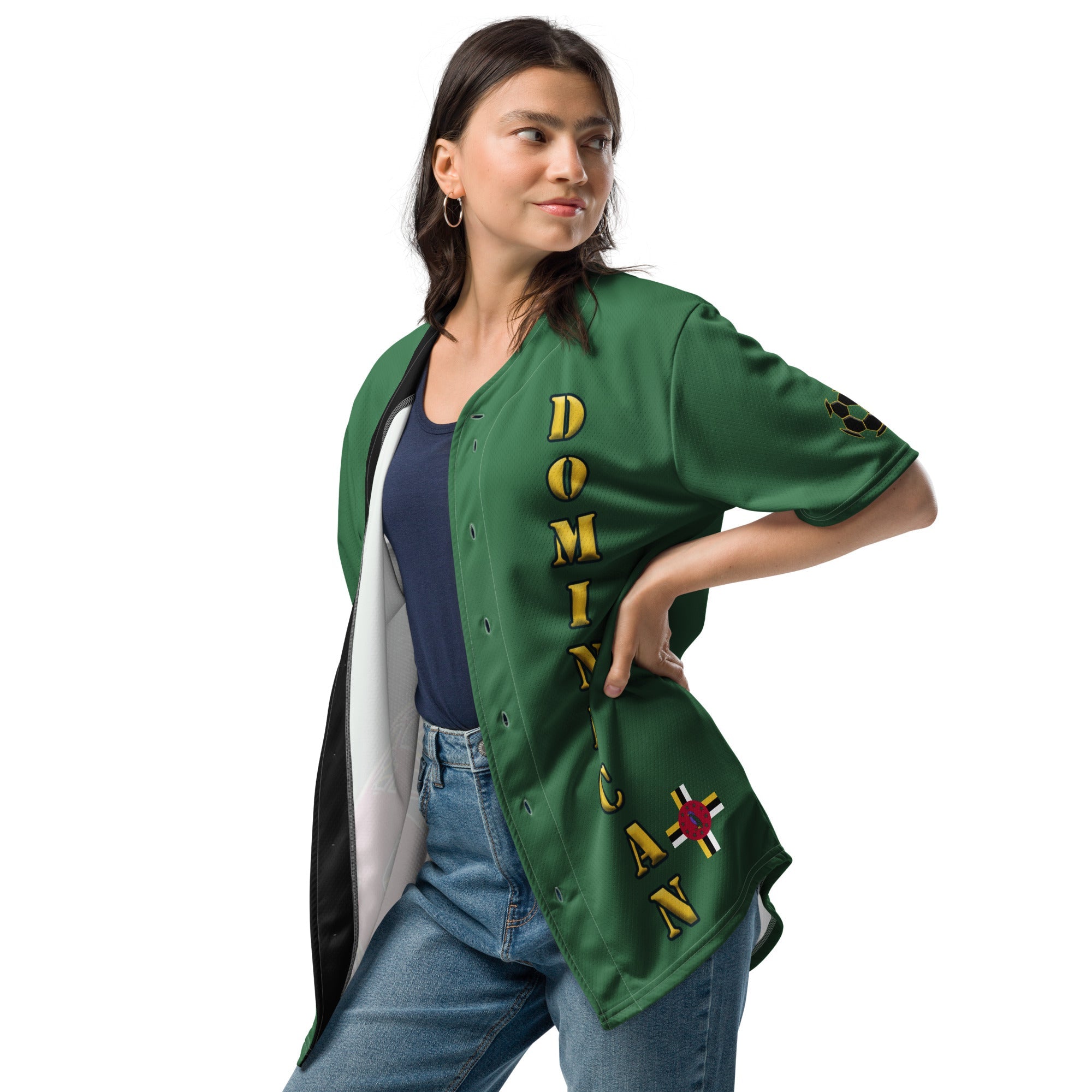 Dominica Football Themed Button-Down Sport Jersey - Conscious Apparel Store
