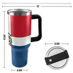 Dominican Republic Flag Camo 40oz Tumbler with Black Handle - Conscious Apparel Store
