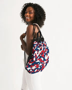 Dominican Republic Flag Camo Canvas Drawstring Bag - Conscious Apparel Store