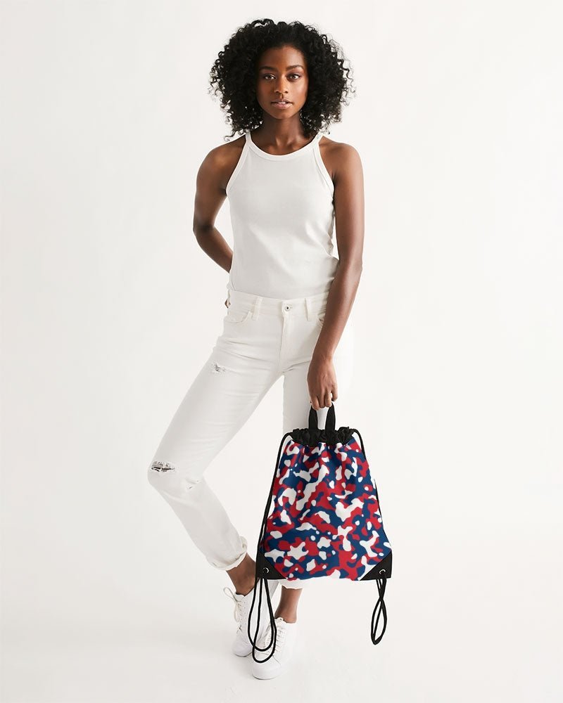 Dominican Republic Flag Camo Canvas Drawstring Bag - Conscious Apparel Store