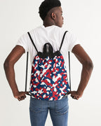 Dominican Republic Flag Camo Canvas Drawstring Bag - Conscious Apparel Store