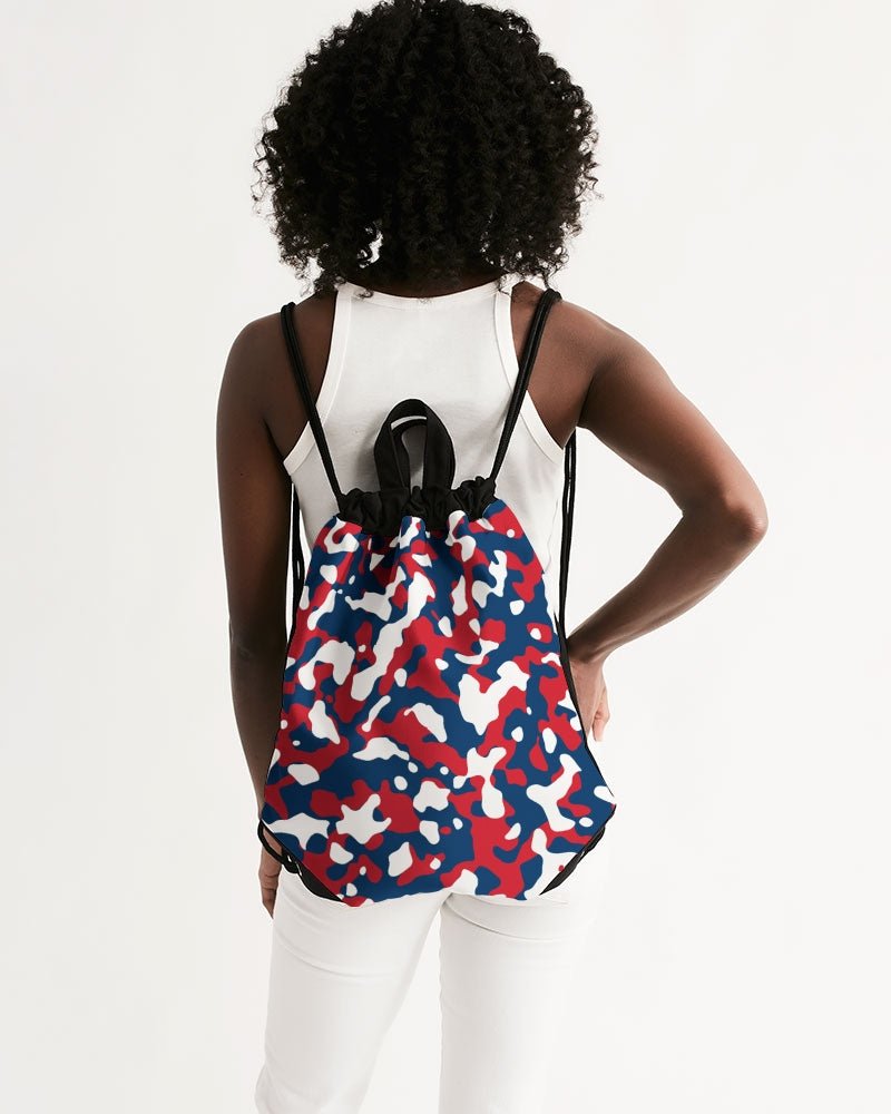 Dominican Republic Flag Camo Canvas Drawstring Bag - Conscious Apparel Store