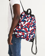 Dominican Republic Flag Camo Canvas Drawstring Bag - Conscious Apparel Store