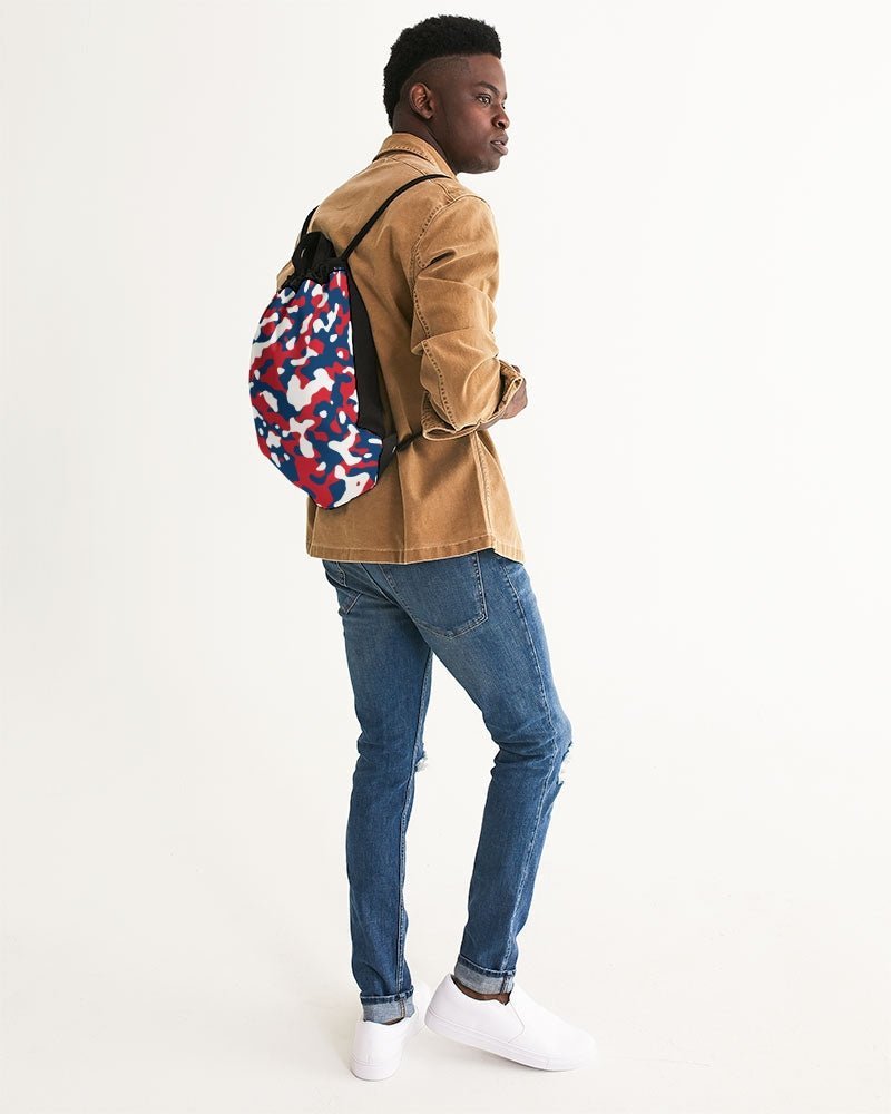 Dominican Republic Flag Camo Canvas Drawstring Bag - Conscious Apparel Store