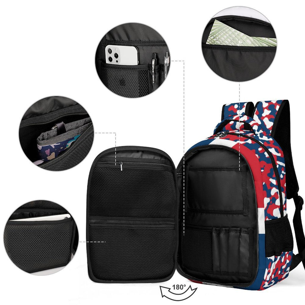 Dominican Republic Flag Camo Casual Backpack - Conscious Apparel Store