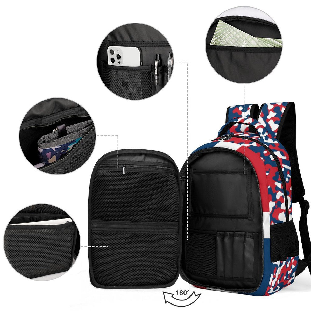 Dominican Republic Flag Camo Casual Backpack - Conscious Apparel Store