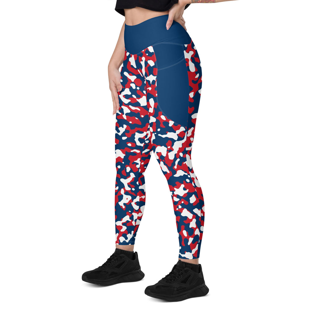 Dominican Republic Flag Camo Leggings with pockets - Conscious Apparel Store