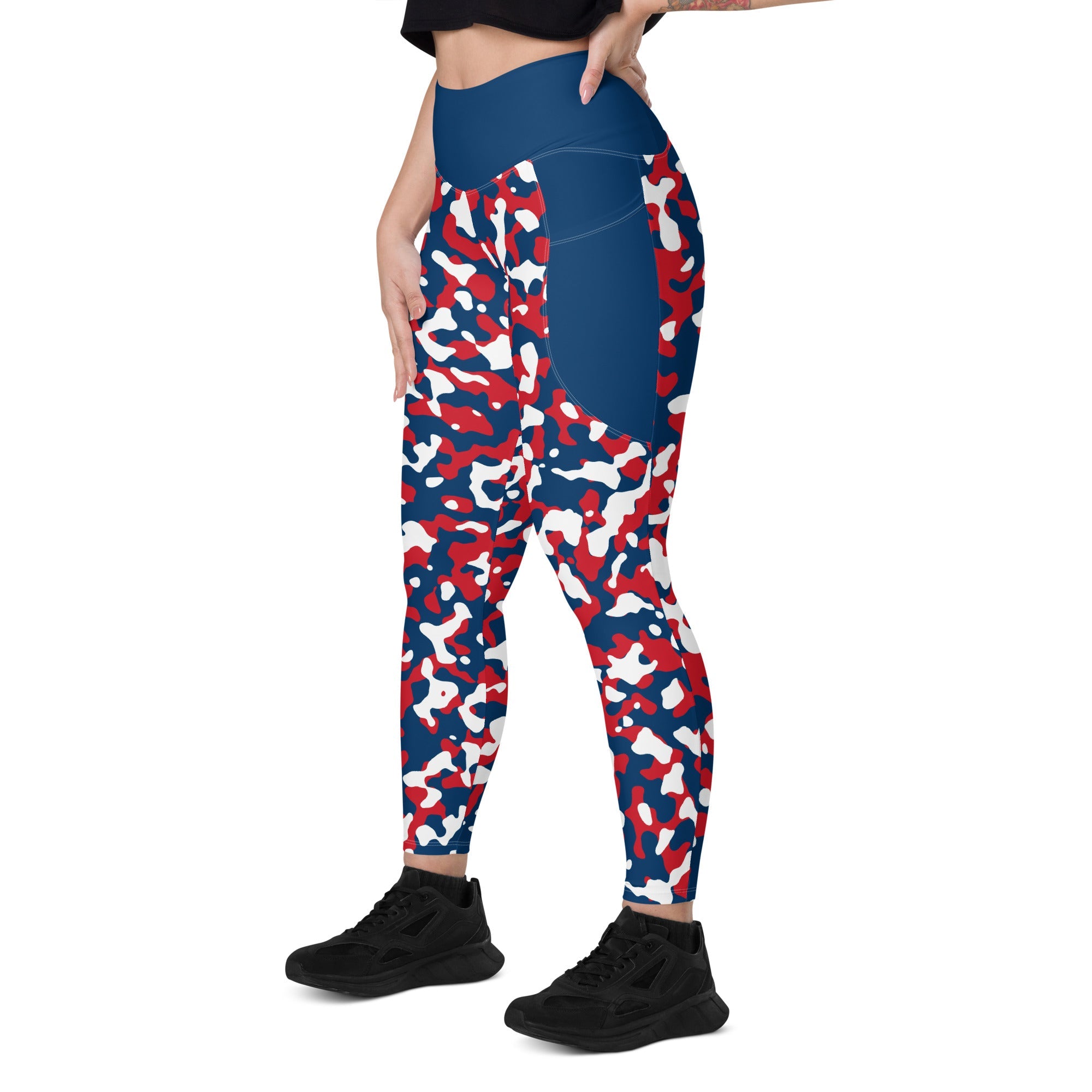 Dominican Republic Flag Camo Leggings with pockets - Conscious Apparel Store