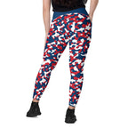 Dominican Republic Flag Camo Leggings with pockets - Conscious Apparel Store