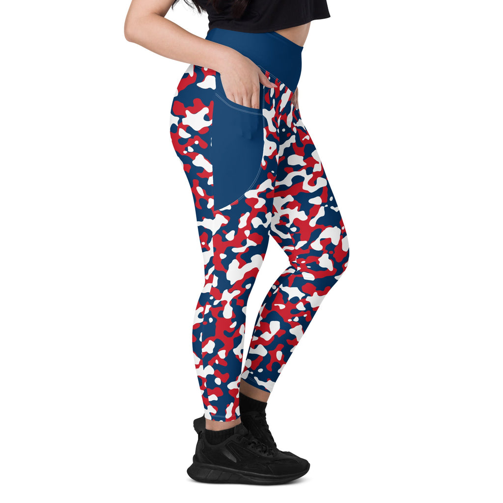 Dominican Republic Flag Camo Leggings with pockets - Conscious Apparel Store