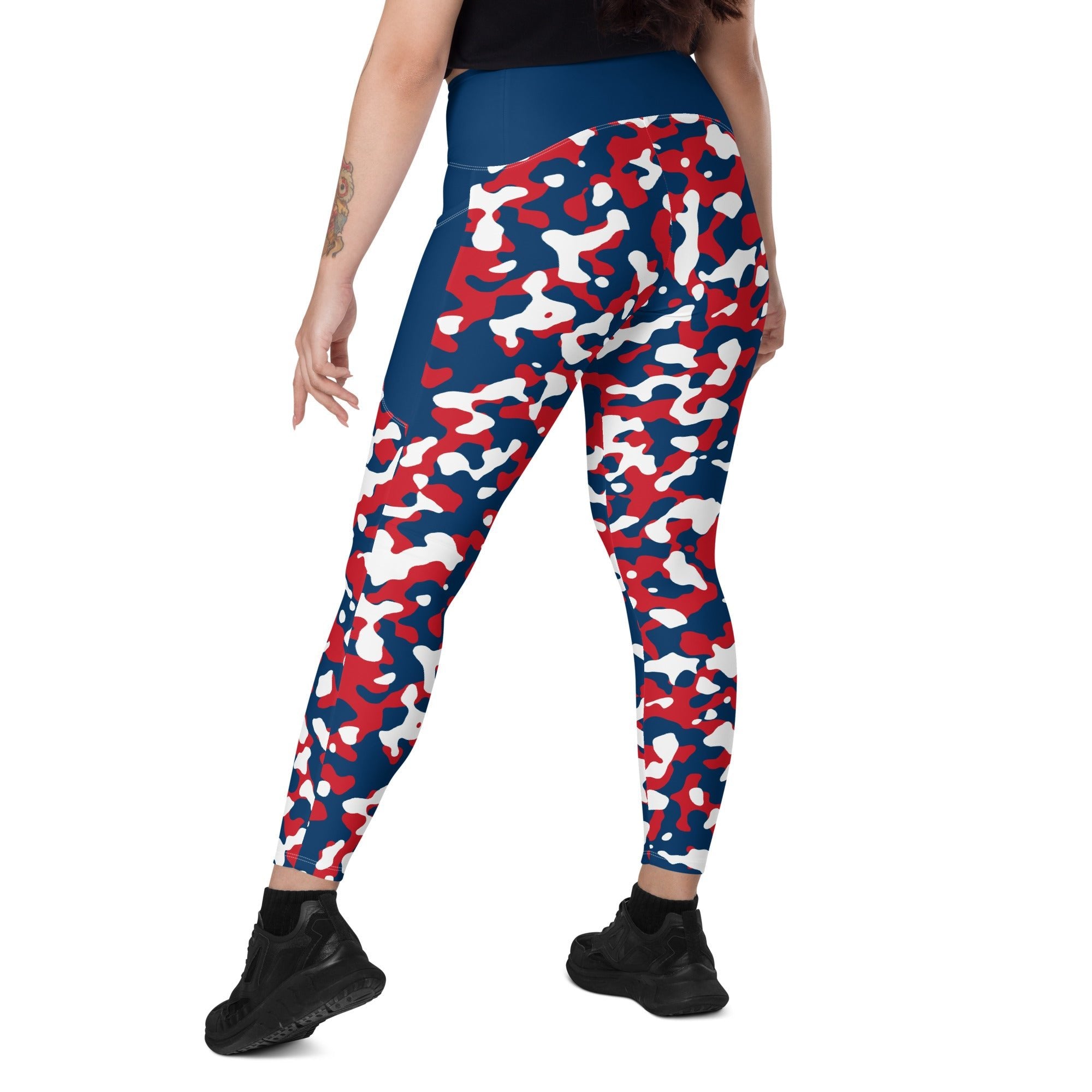 Dominican Republic Flag Camo Leggings with pockets - Conscious Apparel Store