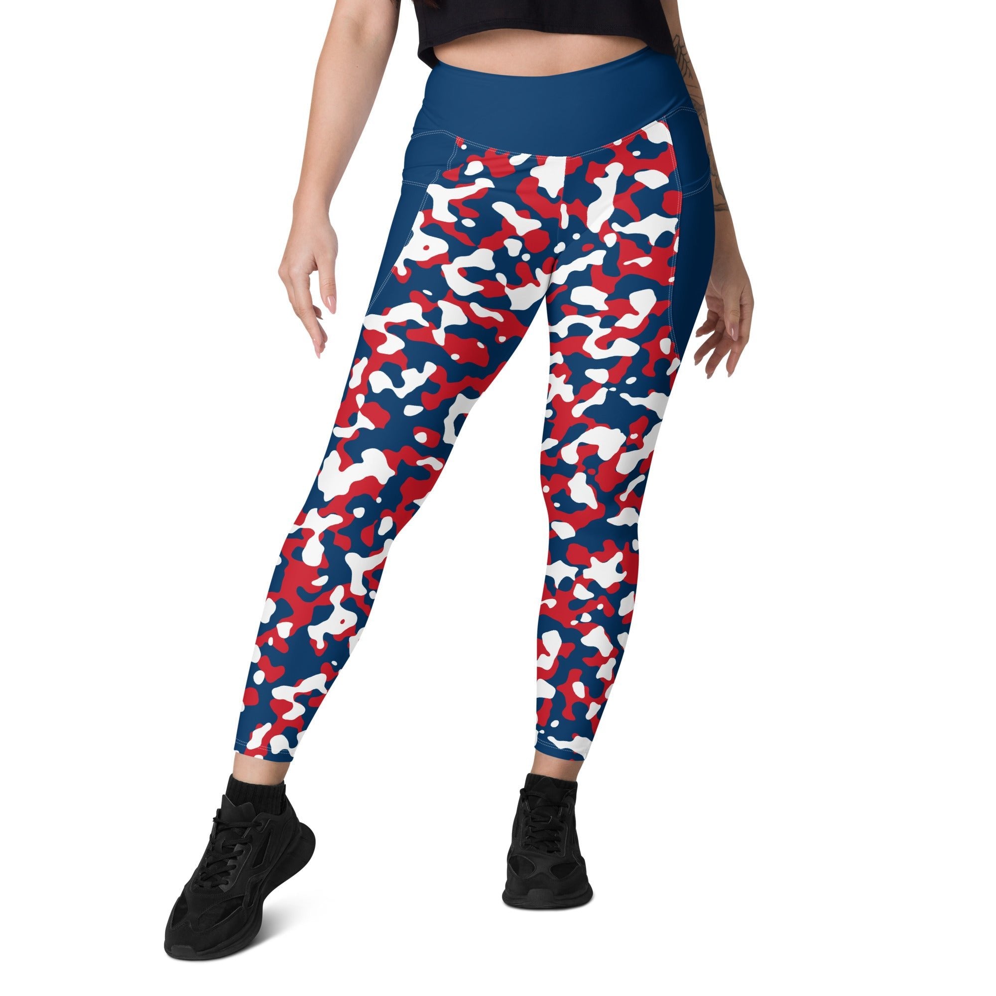 Dominican Republic Flag Camo Leggings with pockets - Conscious Apparel Store