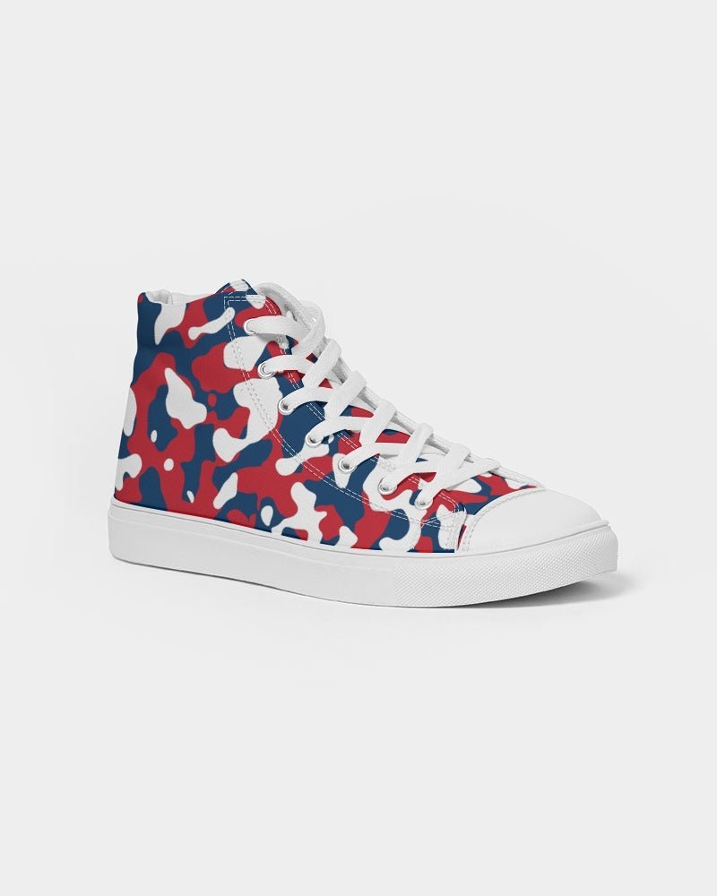 Dominican Republic Flag Camo Men's Hightop Canvas Shoe - Conscious Apparel Store
