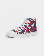 Dominican Republic Flag Camo Men's Hightop Canvas Shoe - Conscious Apparel Store