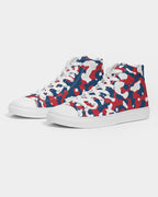 Dominican Republic Flag Camo Men's Hightop Canvas Shoe - Conscious Apparel Store
