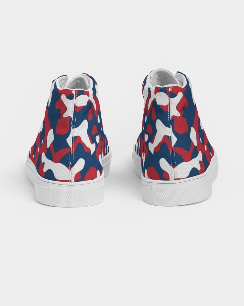 Dominican Republic Flag Camo Men's Hightop Canvas Shoe - Conscious Apparel Store