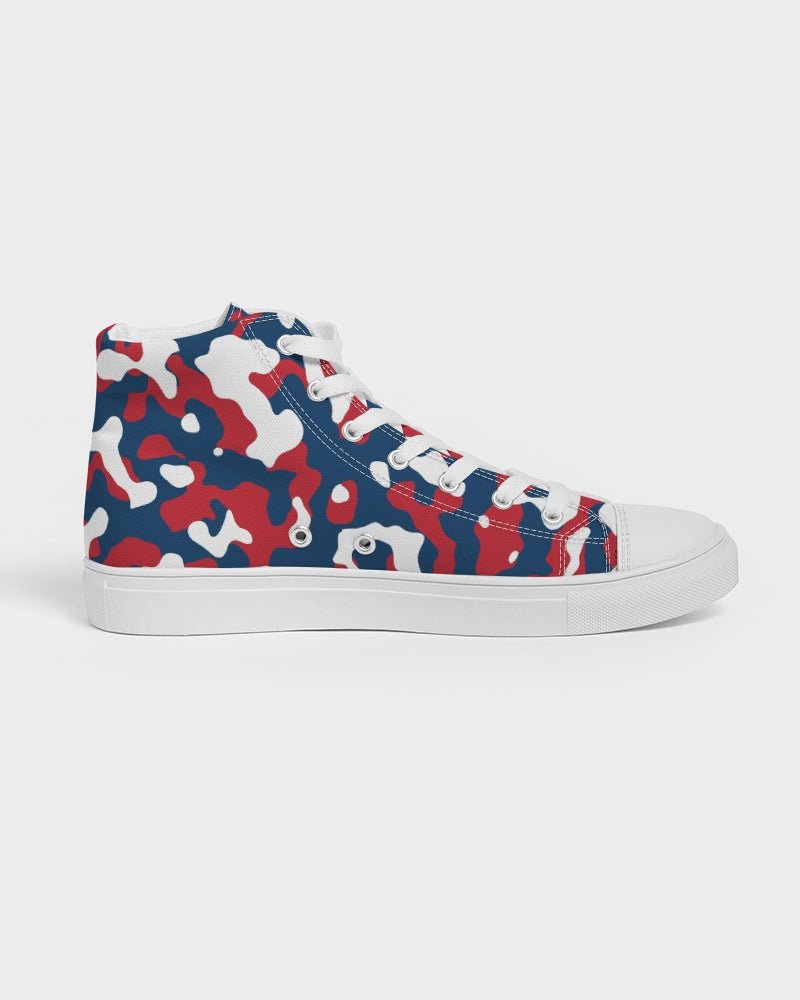 Dominican Republic Flag Camo Men's Hightop Canvas Shoe - Conscious Apparel Store