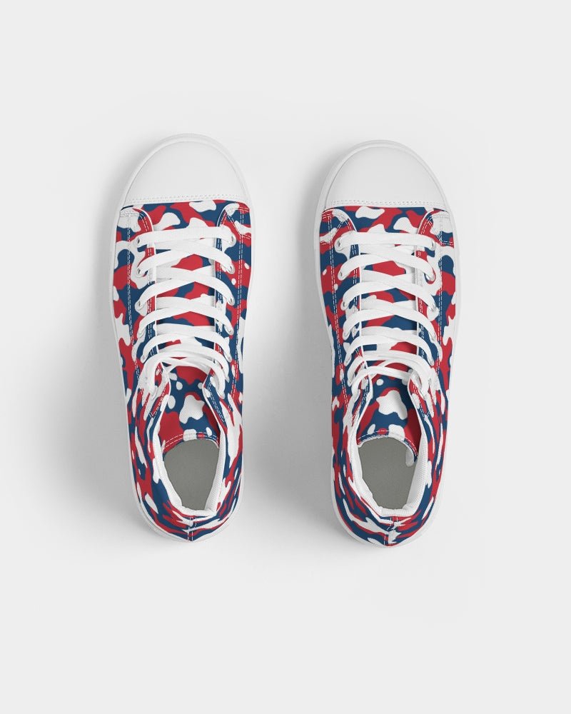 Dominican Republic Flag Camo Men's Hightop Canvas Shoe - Conscious Apparel Store