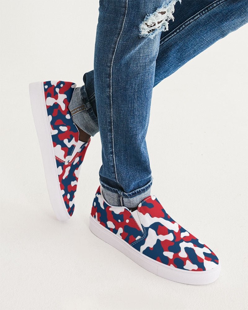 Dominican Republic Flag Camo Men's Slip-On Canvas Shoe - Conscious Apparel Store