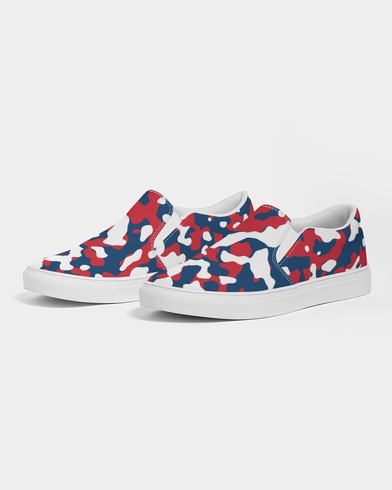 Dominican Republic Flag Camo Men's Slip-On Canvas Shoe - Conscious Apparel Store