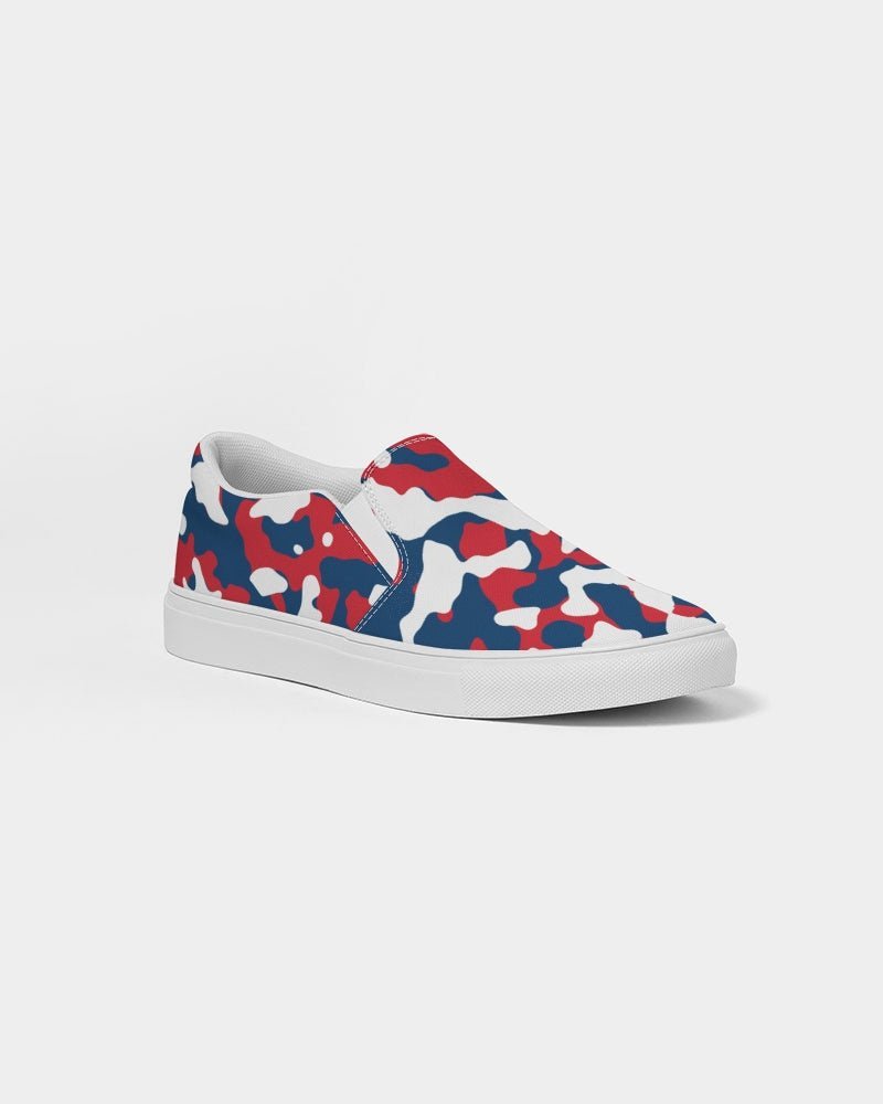 Dominican Republic Flag Camo Men's Slip-On Canvas Shoe - Conscious Apparel Store