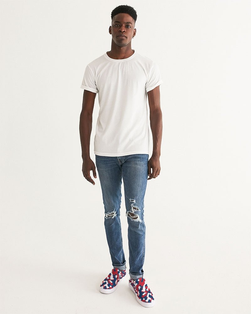 Dominican Republic Flag Camo Men's Slip - On Canvas Shoe - Conscious Apparel Store