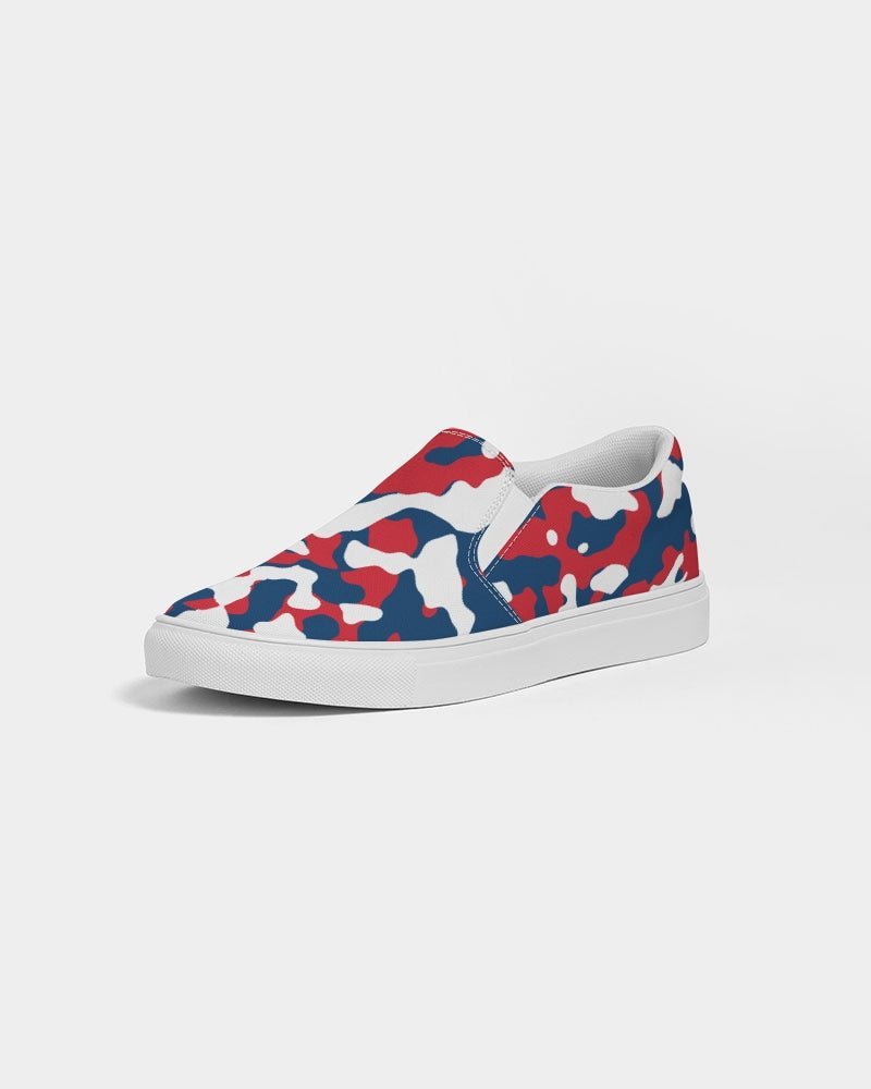 Dominican Republic Flag Camo Men's Slip-On Canvas Shoe - Conscious Apparel Store