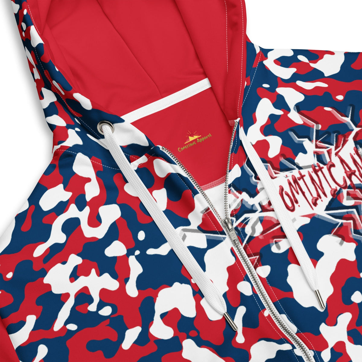 Dominican Republic Flag Camo Unisex zip hoodie - Conscious Apparel Store