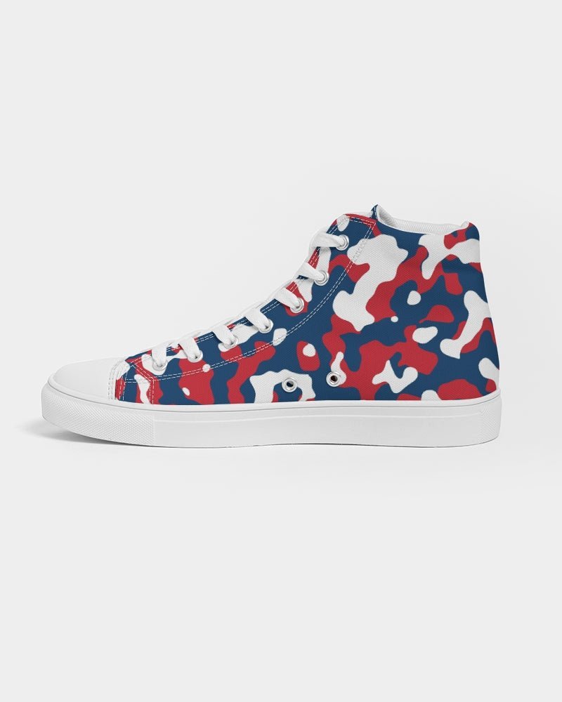 Dominican Republic Flag Camo Women's Hightop Canvas Shoe - Conscious Apparel Store