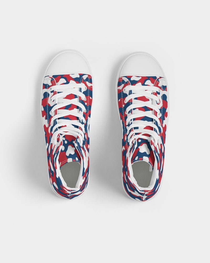 Dominican Republic Flag Camo Women's Hightop Canvas Shoe - Conscious Apparel Store