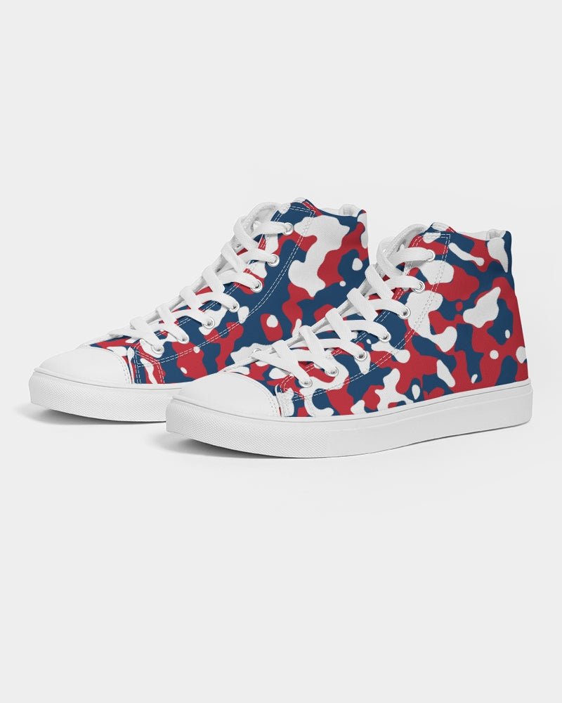 Dominican Republic Flag Camo Women's Hightop Canvas Shoe - Conscious Apparel Store
