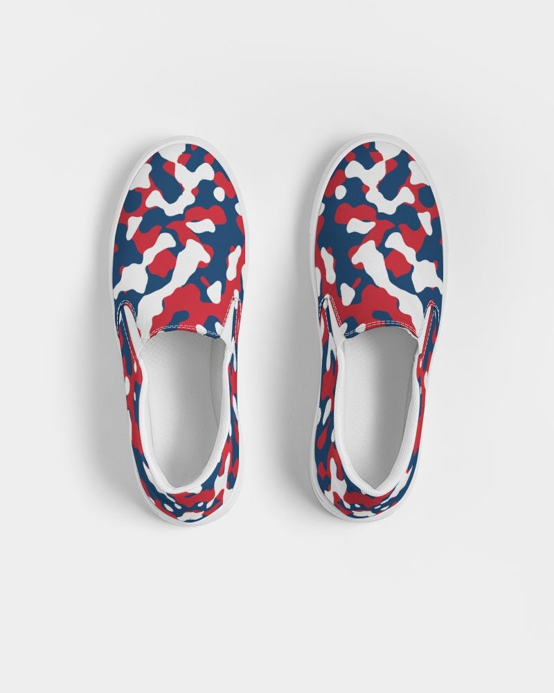 Dominican Republic Flag Camo Women's Slip - On Canvas Shoe - Conscious Apparel Store