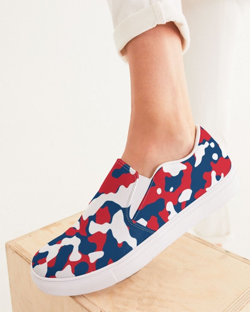 Dominican Republic Flag Camo Women's Slip-On Canvas Shoe - Conscious Apparel Store