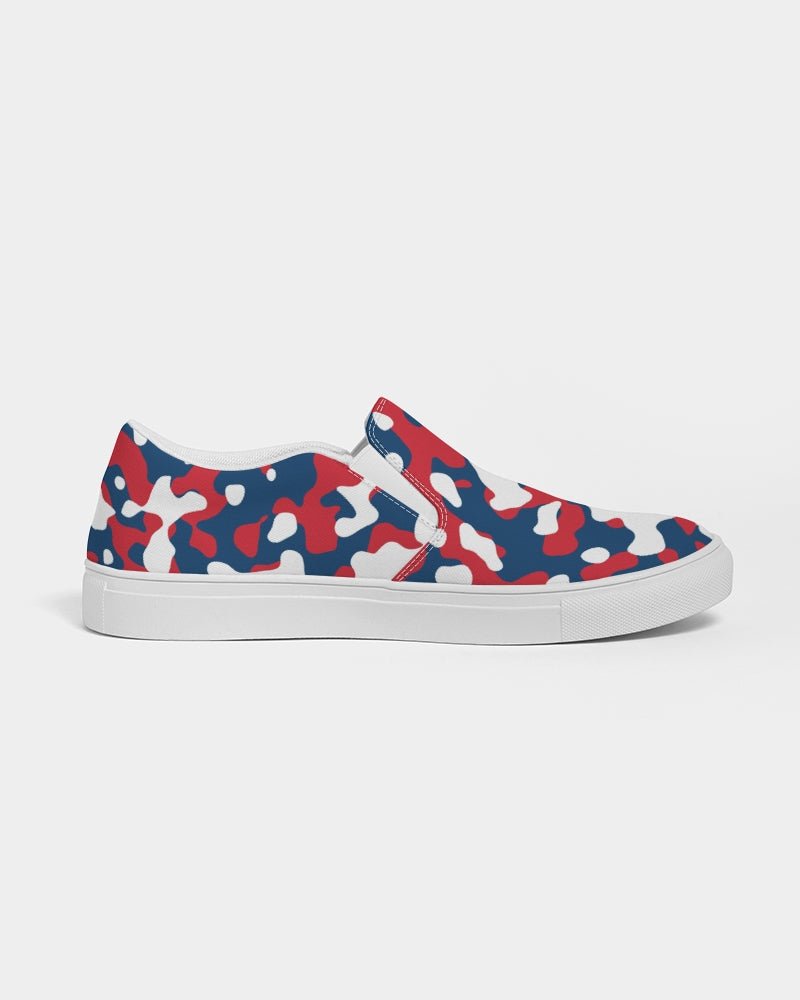 Dominican Republic Flag Camo Women's Slip - On Canvas Shoe - Conscious Apparel Store