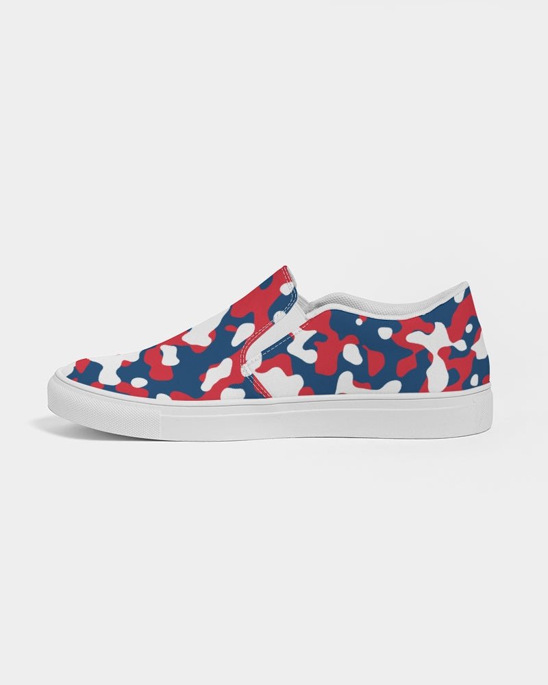 Dominican Republic Flag Camo Women's Slip - On Canvas Shoe - Conscious Apparel Store