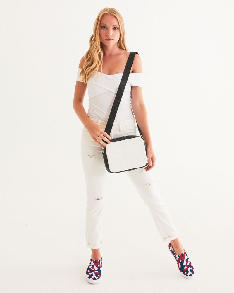 Dominican Republic Flag Camo Women's Slip - On Canvas Shoe - Conscious Apparel Store