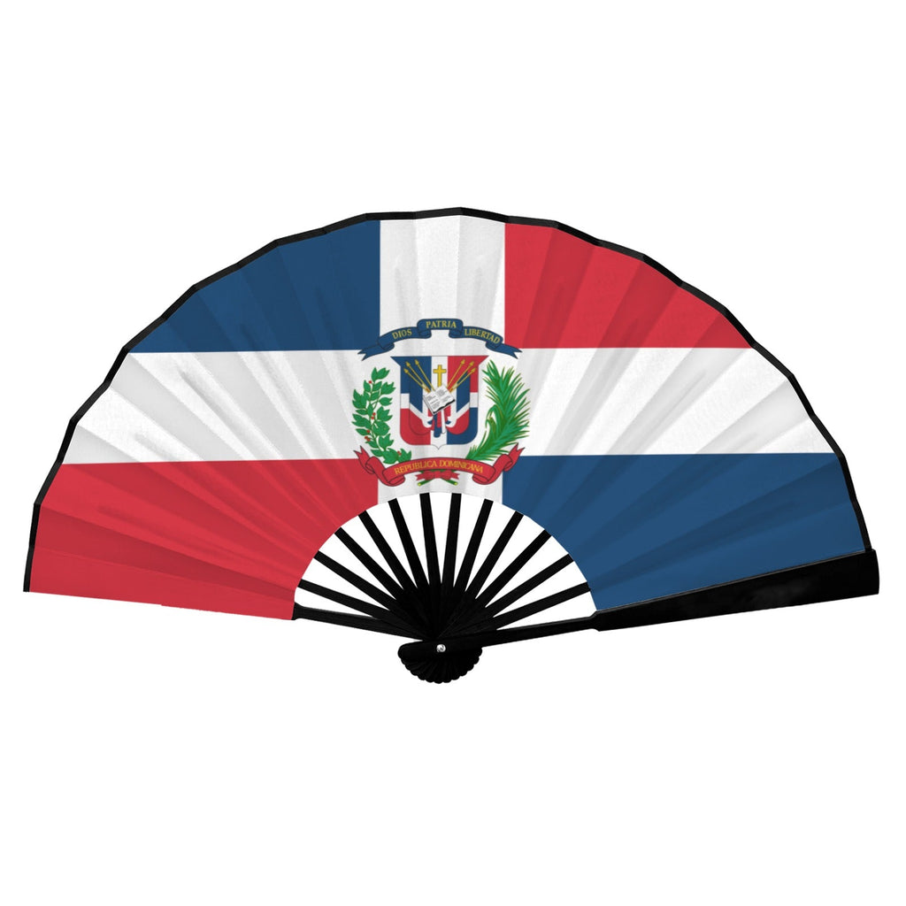 Dominican Republic Flag Double-Sided Custom Folding Fan - Conscious Apparel Store