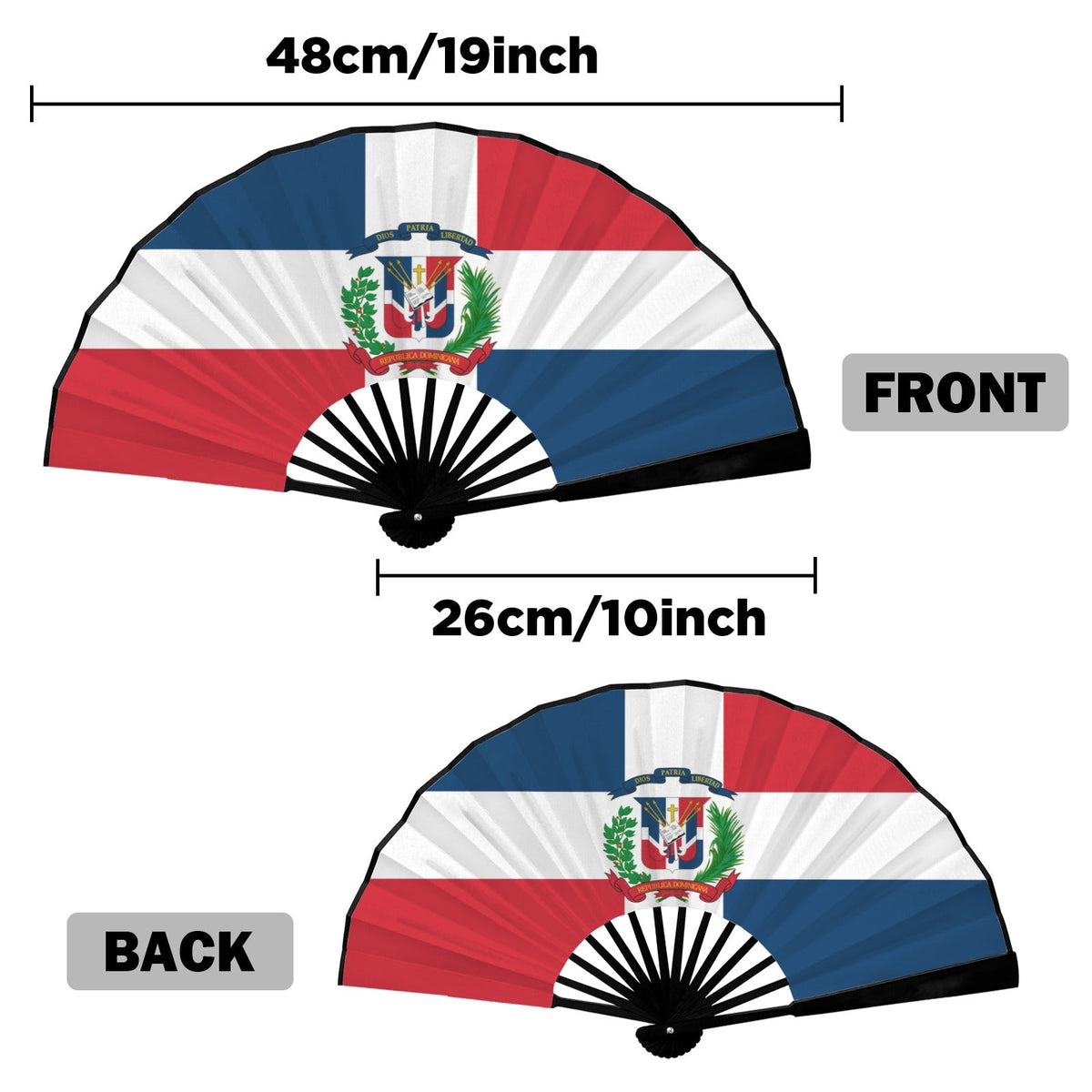 Dominican Republic Flag Double-Sided Custom Folding Fan - Conscious Apparel Store