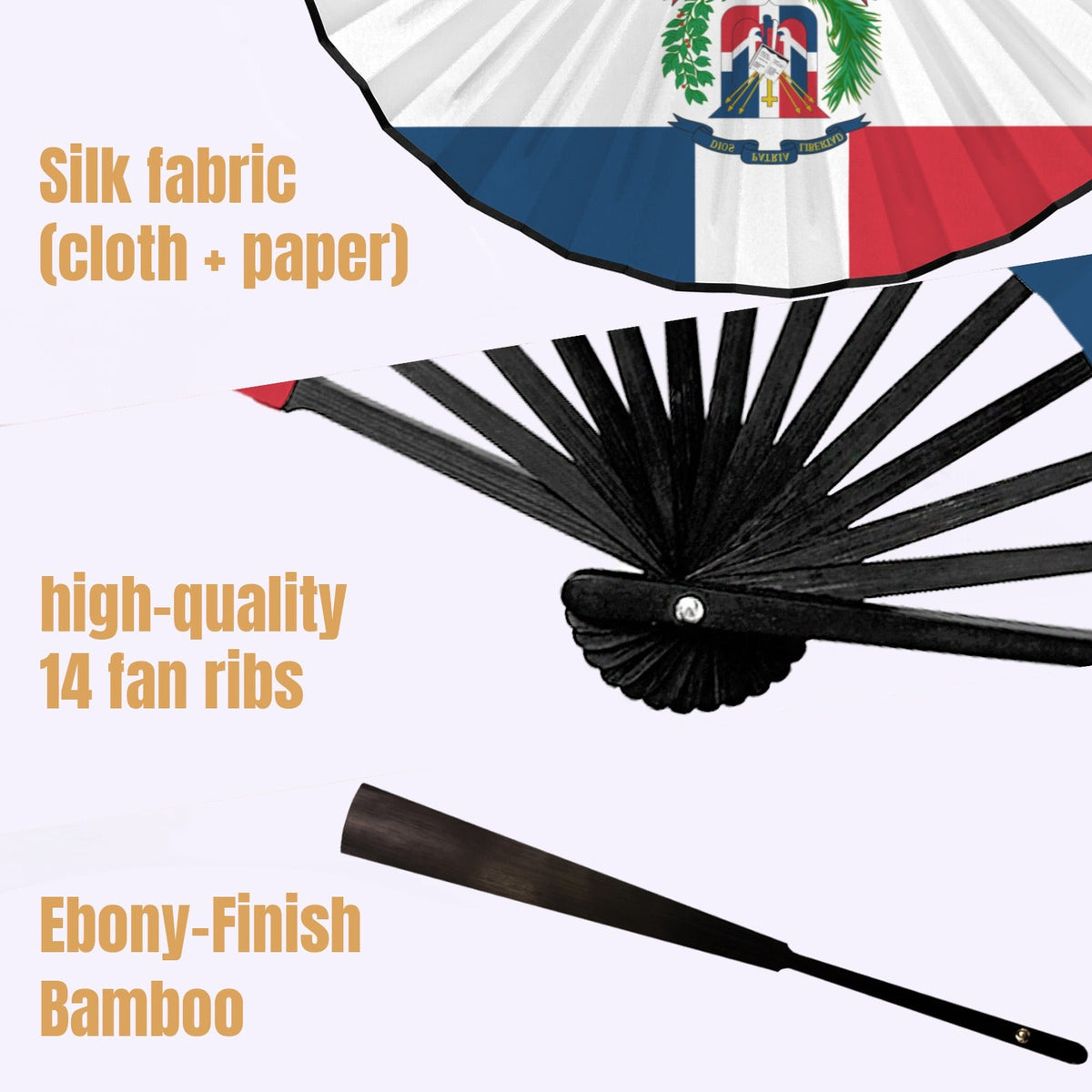 Dominican Republic Flag Double-Sided Custom Folding Fan - Conscious Apparel Store