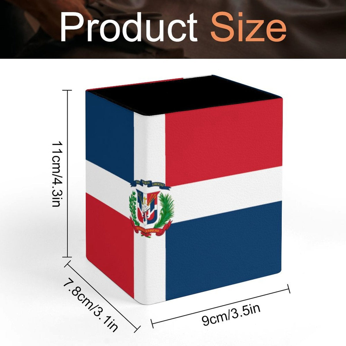 Dominican Republic Flag Square Pen Holder - Conscious Apparel Store