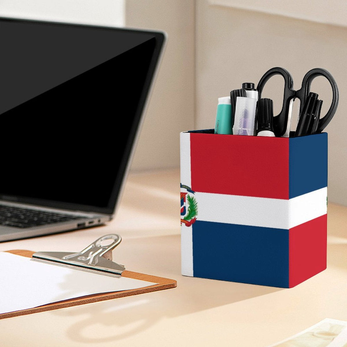Dominican Republic Flag Square Pen Holder - Conscious Apparel Store