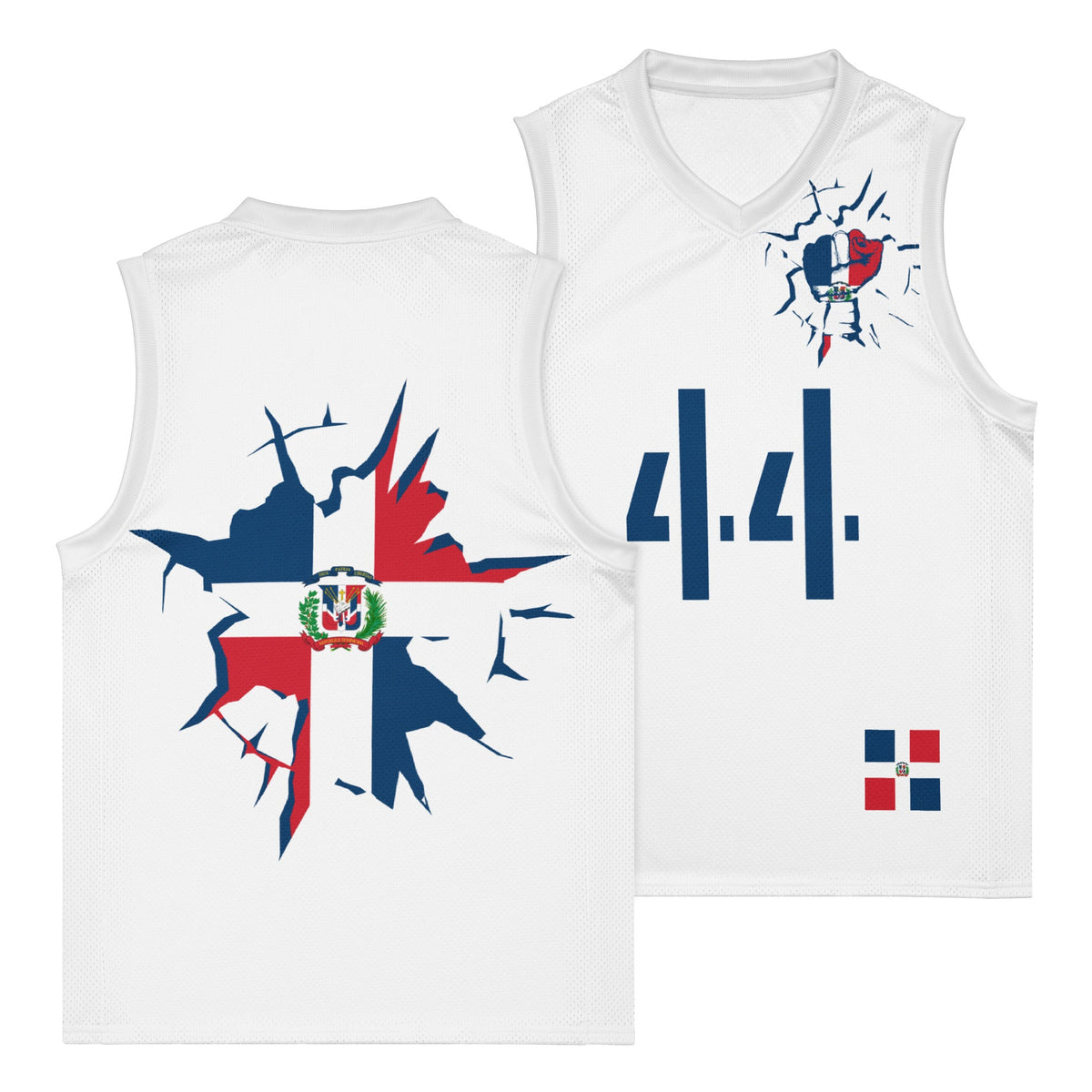 Dominican Republic Flag (White) Premium Sport Jersey Tank Top - Conscious Apparel Store
