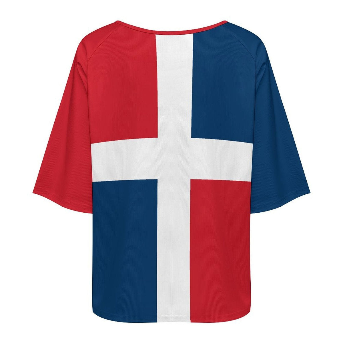 Dominican Republic Flag Women’s Loose Half-Sleeve Boat Neck T-Shirt - Conscious Apparel Store