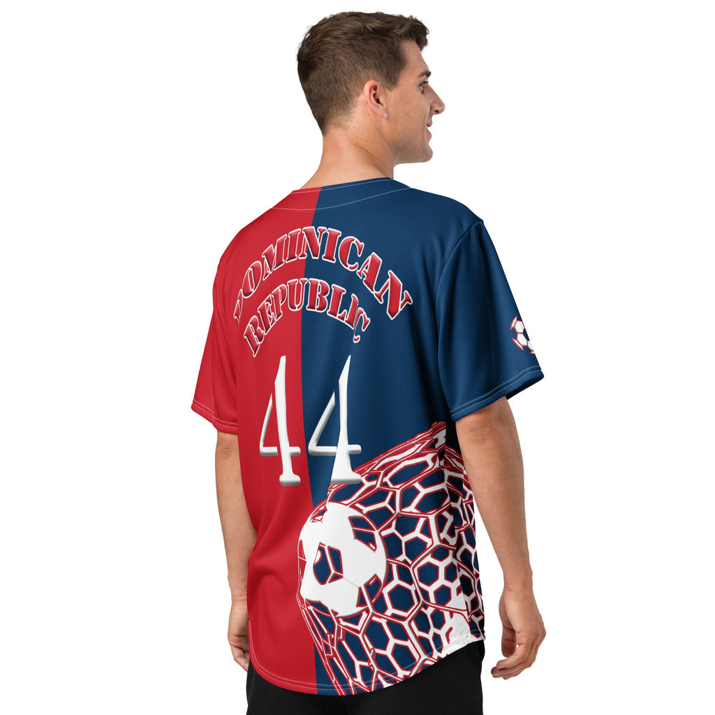 Dominican Republic Football Themed Button-Down Sport Jersey - Conscious Apparel Store