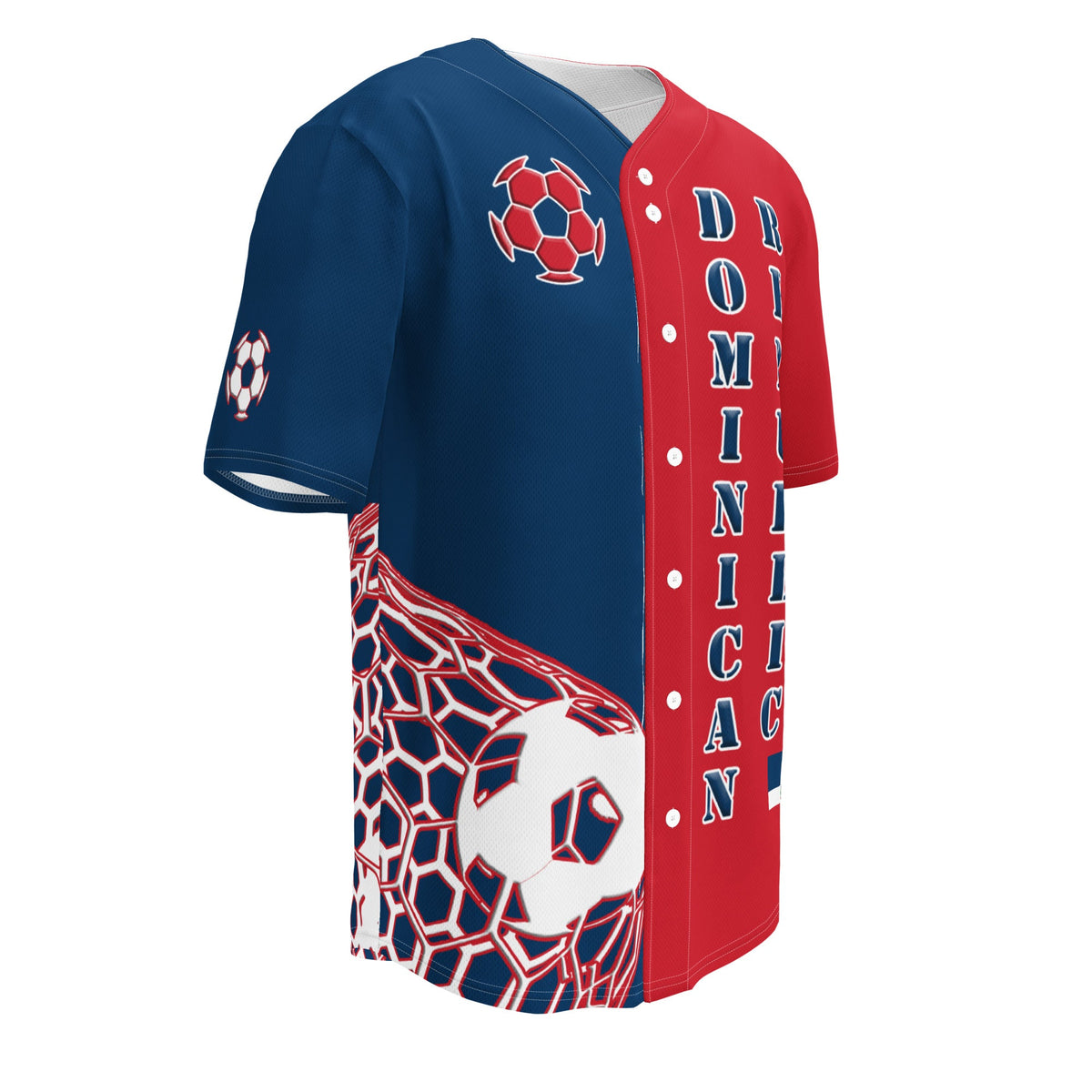 Dominican Republic Football Themed Button-Down Sport Jersey - Conscious Apparel Store