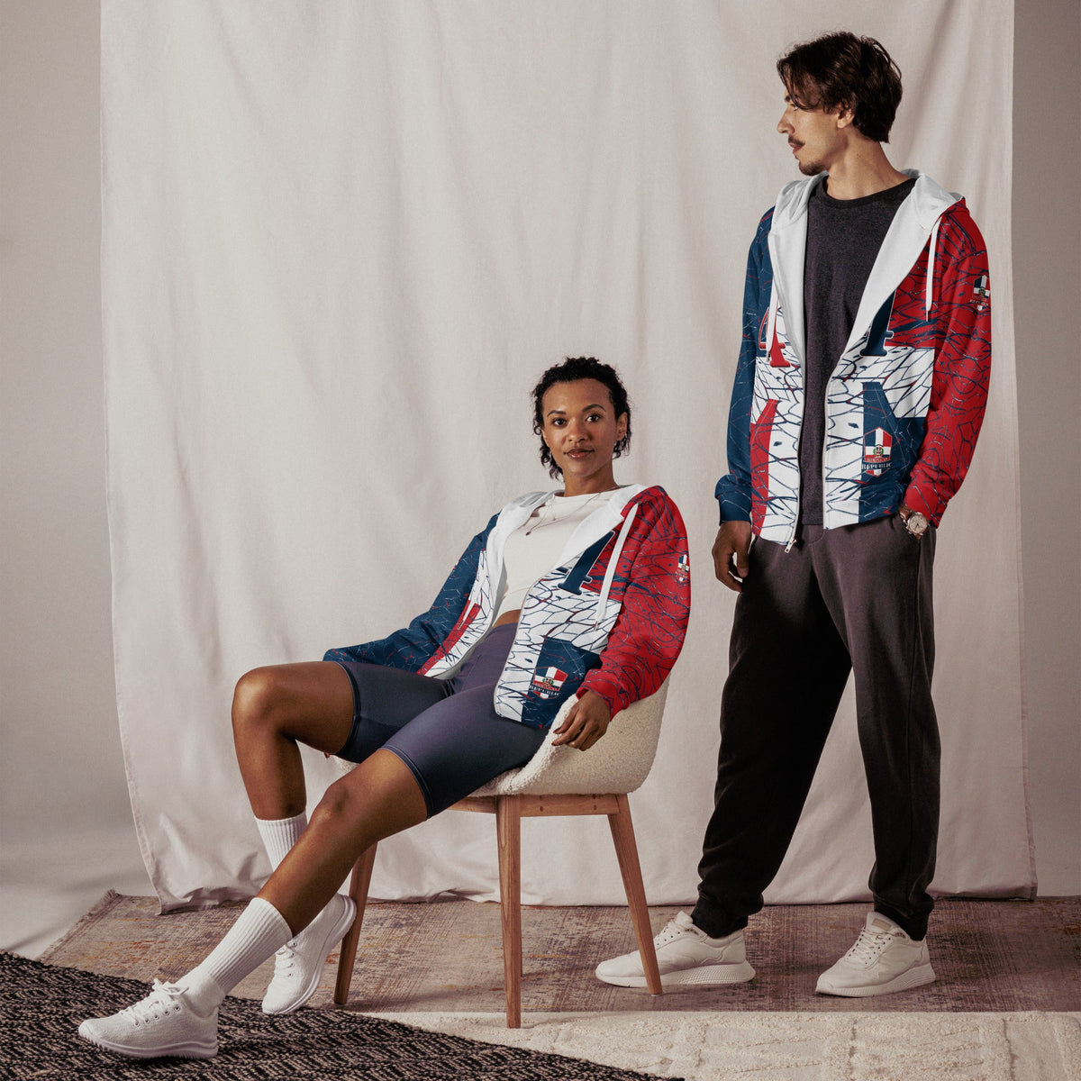 Dominican Republic Football Unisex zip hoodie - Conscious Apparel Store