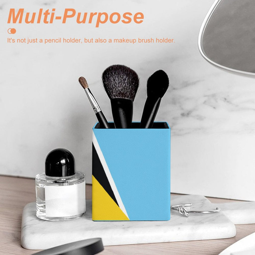 St Lucia Flag Square Pen Holder