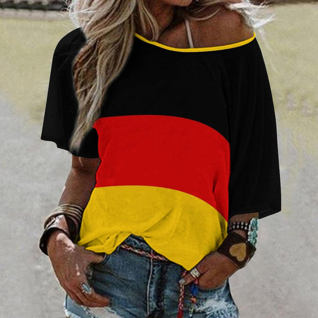 Germany Flag Women’s Loose Half-Sleeve Boat Neck T-Shirt